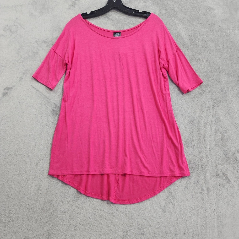 NEW Agnes & Dora Top Womens S Pink Hi‎ Lo Tunic Scoop Neck Short Sleeve Stretch